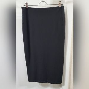 Silence and Noise Calf-Length Ribbed Black Skirt